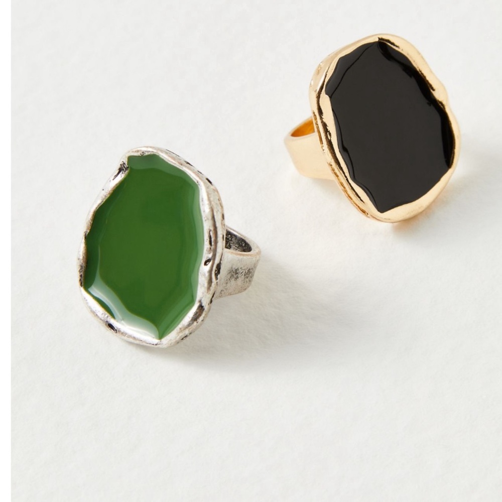 FREE PEOPLE black + gold enamel statement ring | size 8 | perfect condition ❤️